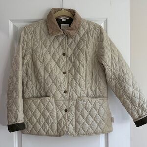 Barbour Quilted Utility Jacket - Cream and Green